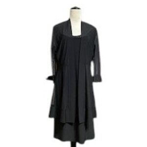 R&M Richards Black Dress   Set Sleeveless Rhinestone Detail Career Size L